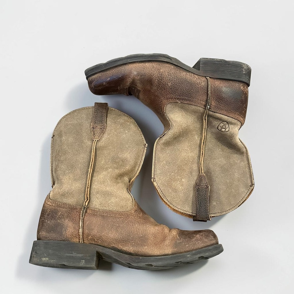 Ariat Kids Brown Rambler Leather Western Cowboy Boots Square Toe Sz 2 Y Farm